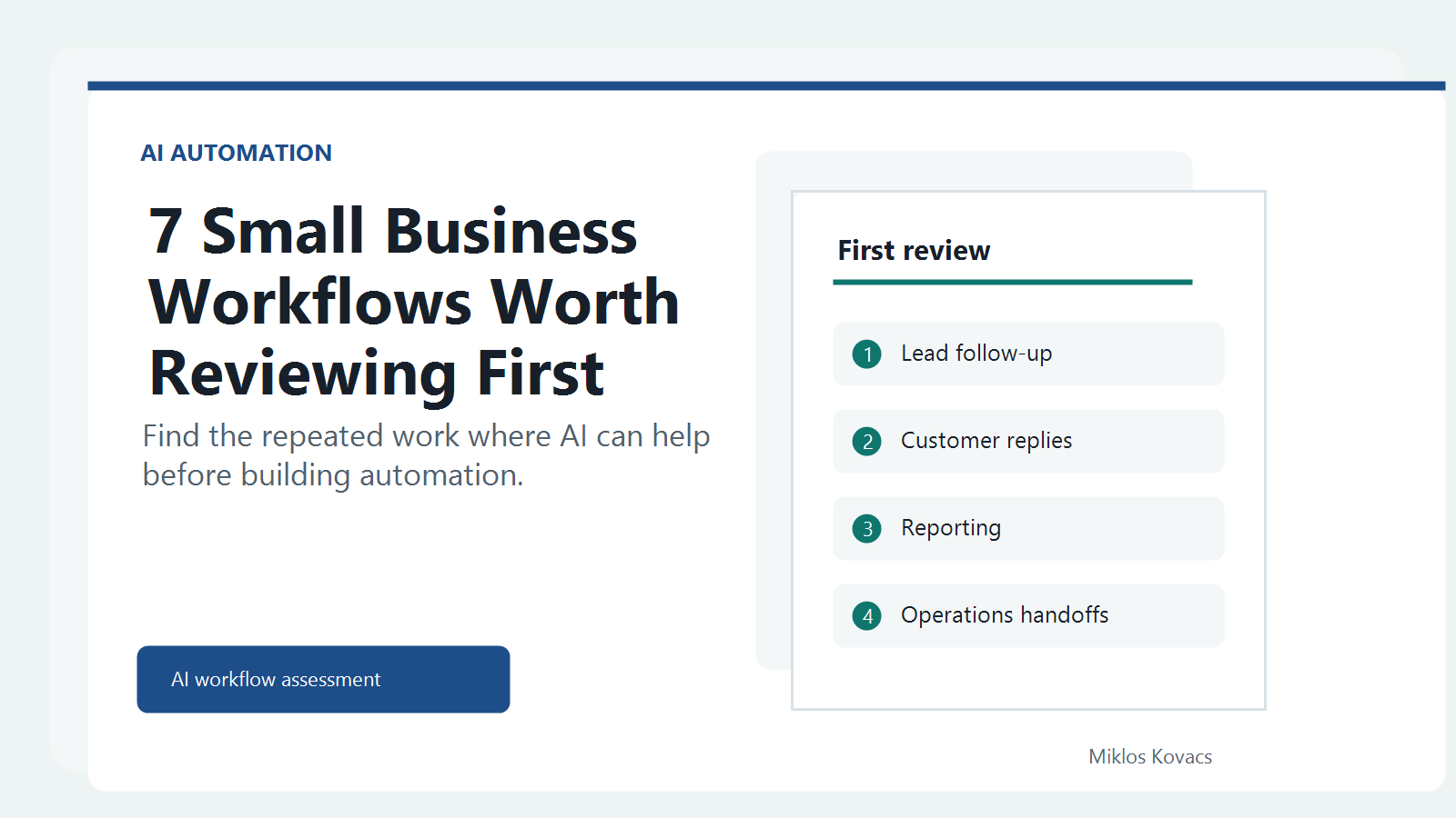 Small business team reviewing seven AI automation workflow opportunities