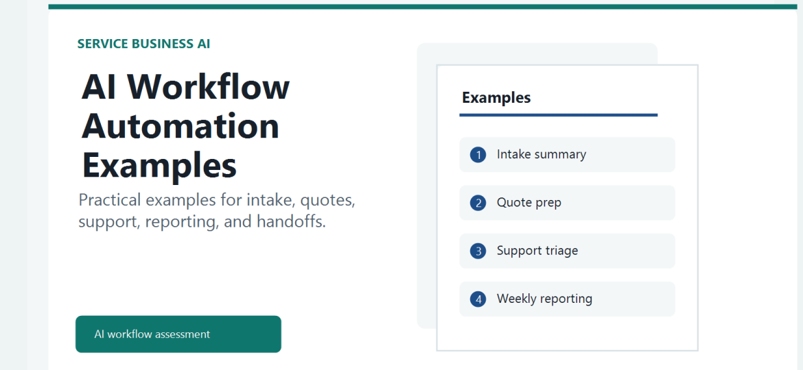 Service business workflow examples for practical AI automation
