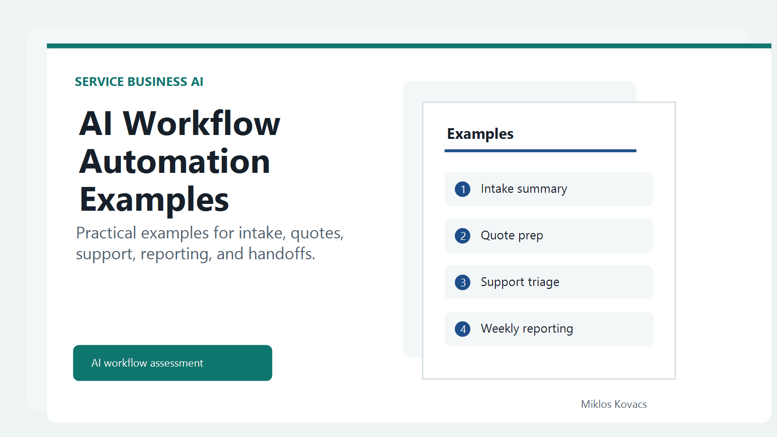 Service business team reviewing AI workflow automation examples before implementation