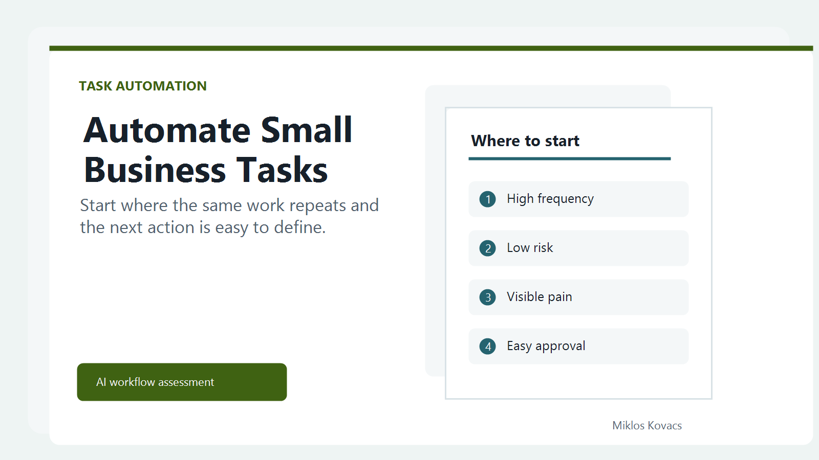 Small business owner choosing which repeated task to automate first