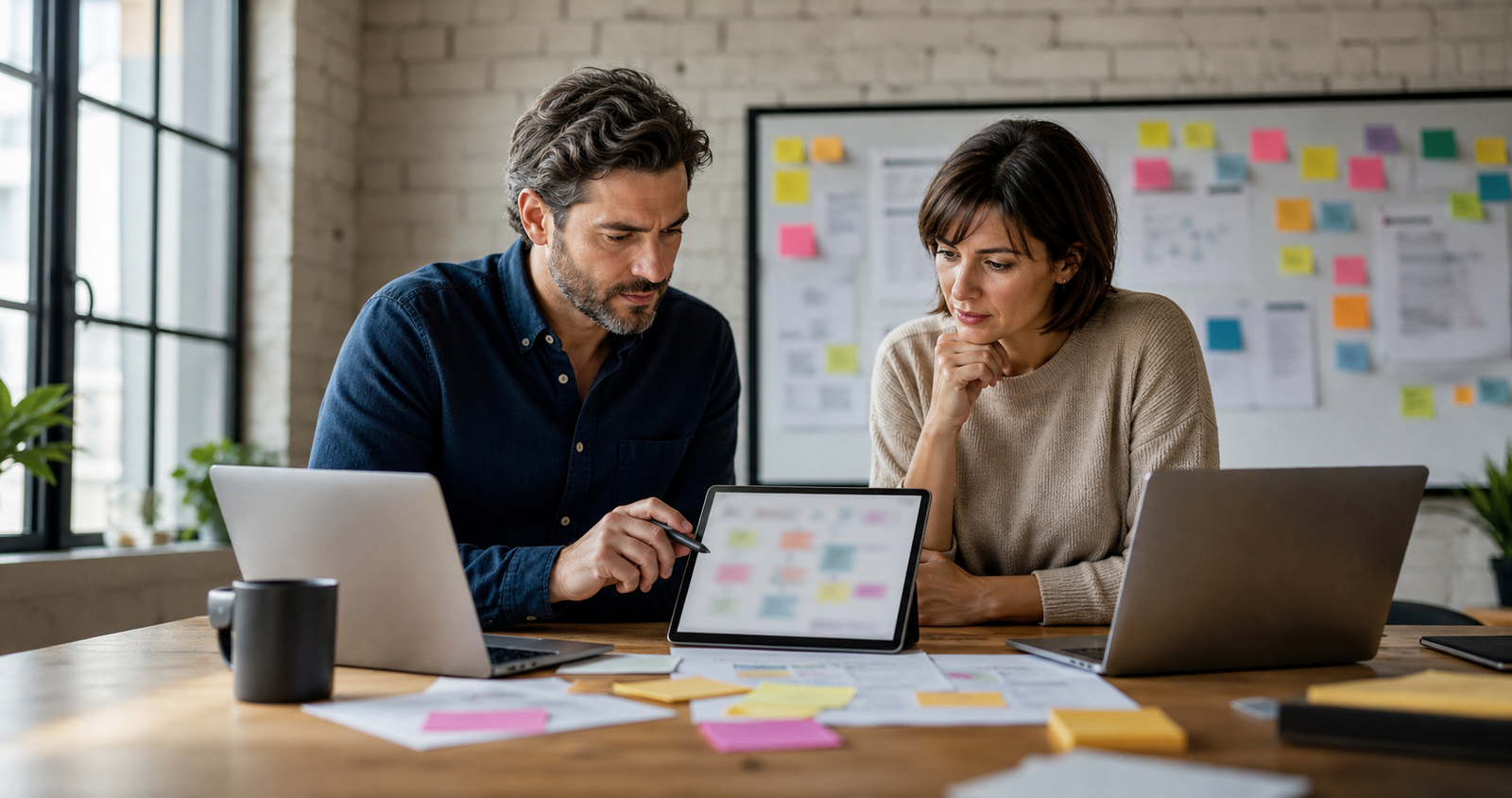 Small business owner and operations manager redesigning a workflow around AI assistance