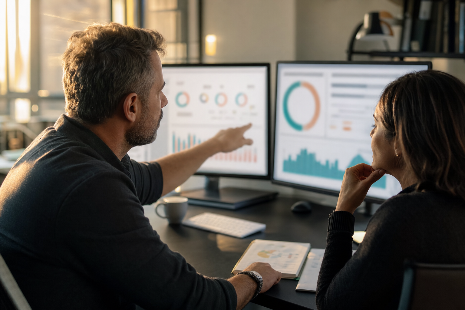 Small business owner measuring AI search visibility patterns across supporting links citations and referral quality