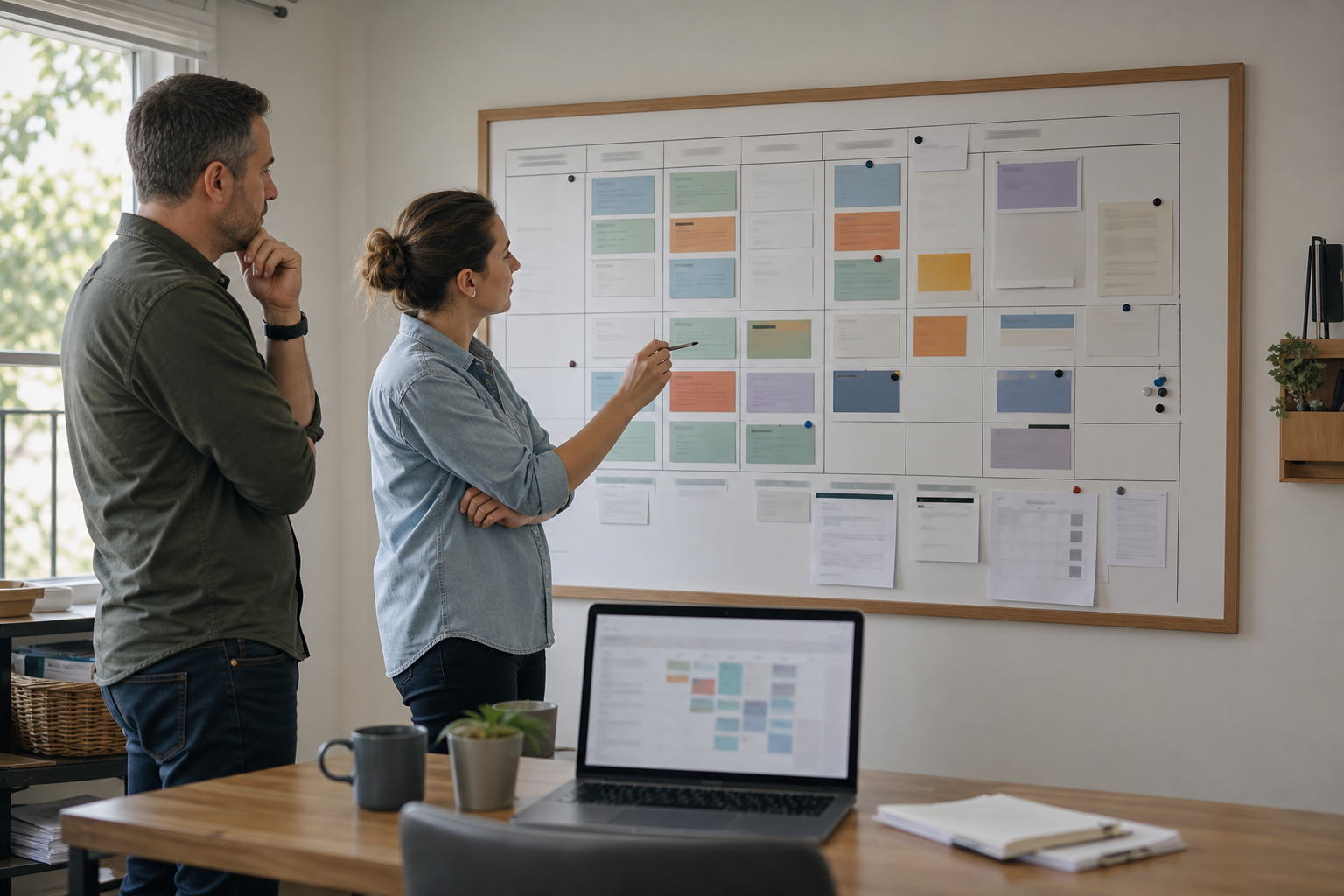 Small business owner and operations lead reviewing capacity before hiring too fast