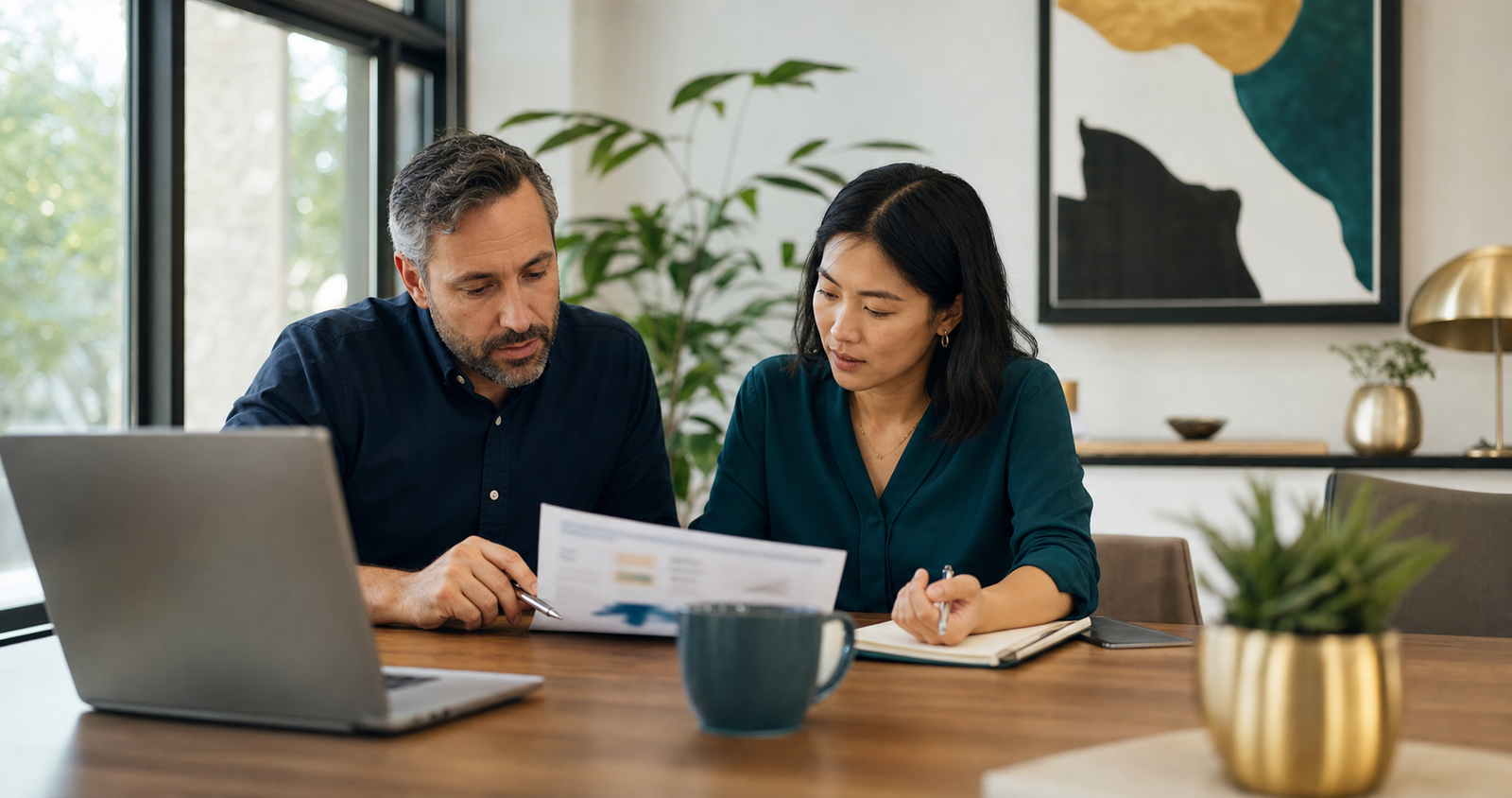 Small business owner and consultant reviewing Gemini and Google AI Search readiness planning