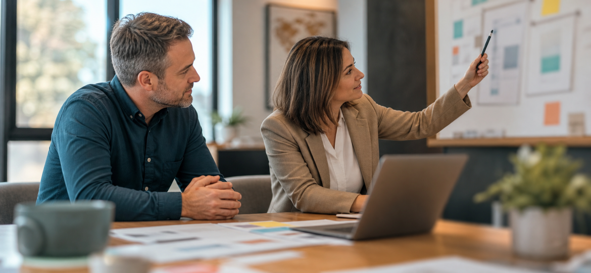 Small business owner and consultant reviewing how one service page can become a supporting source for Google AI Mode