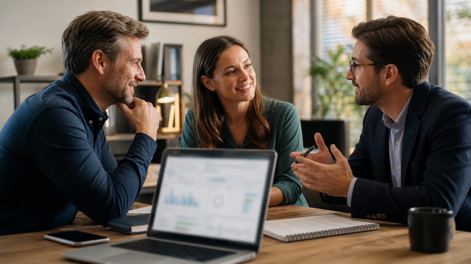 Business owner reviewing lead quality outcomes after improving citeable website content