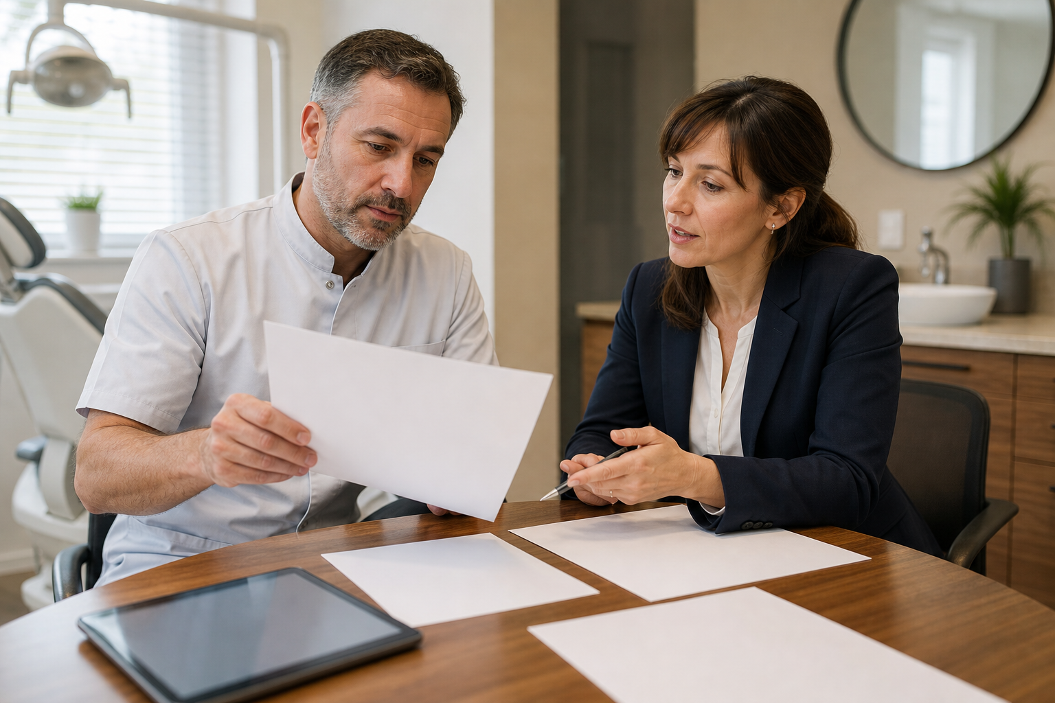 Local professional services owner reviewing service page improvements with an advisor