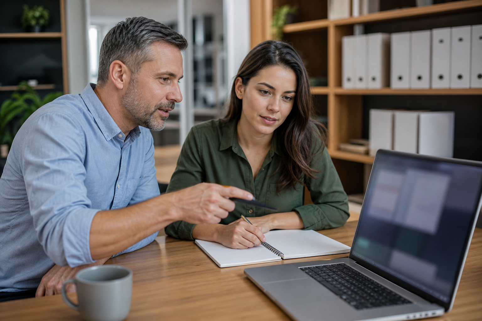 New employee using an internal knowledge assistant during small business onboarding