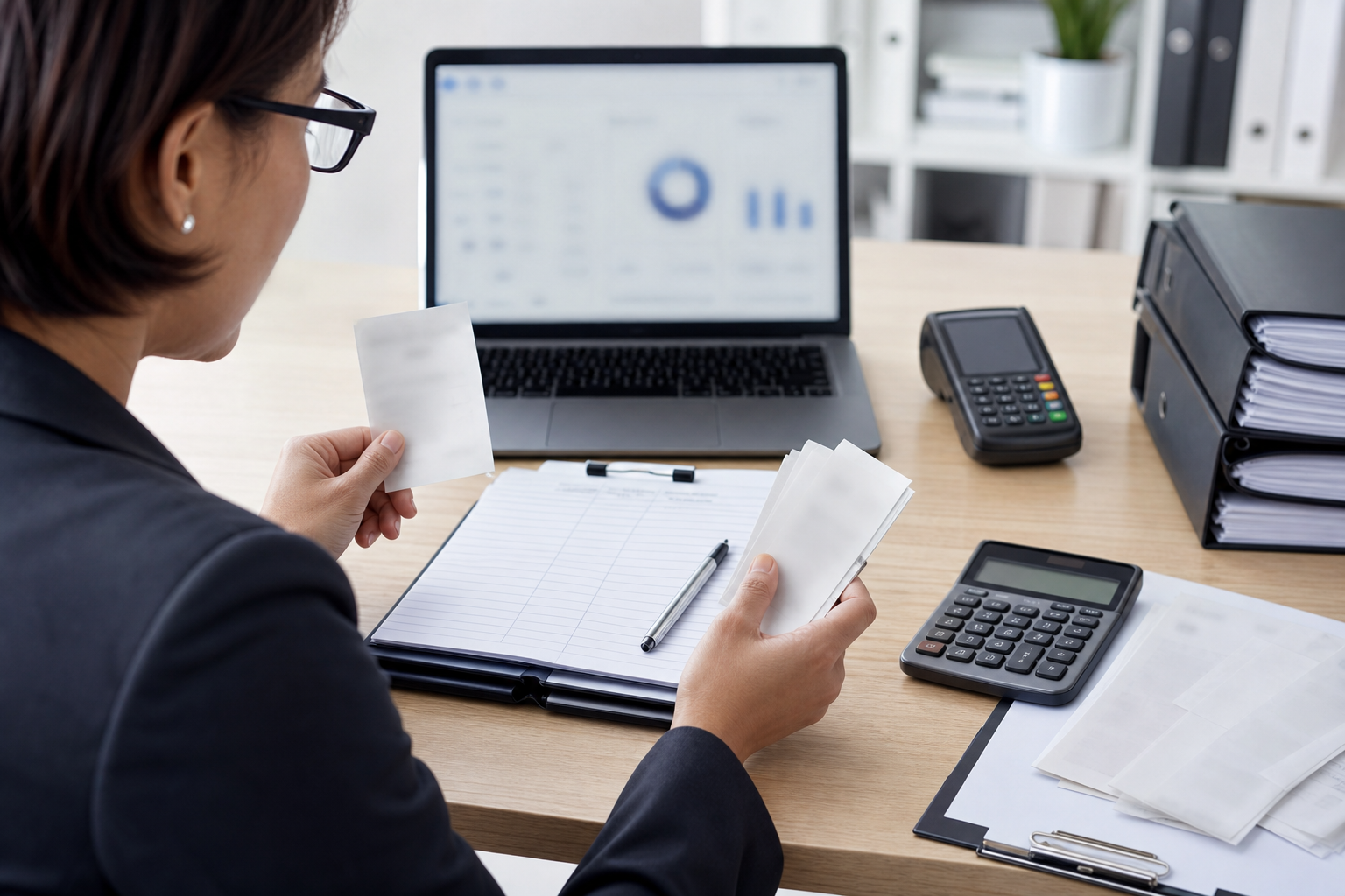 Small business finance manager matching unreadable payments to invoices with an AI-assisted reconciliation workflow
