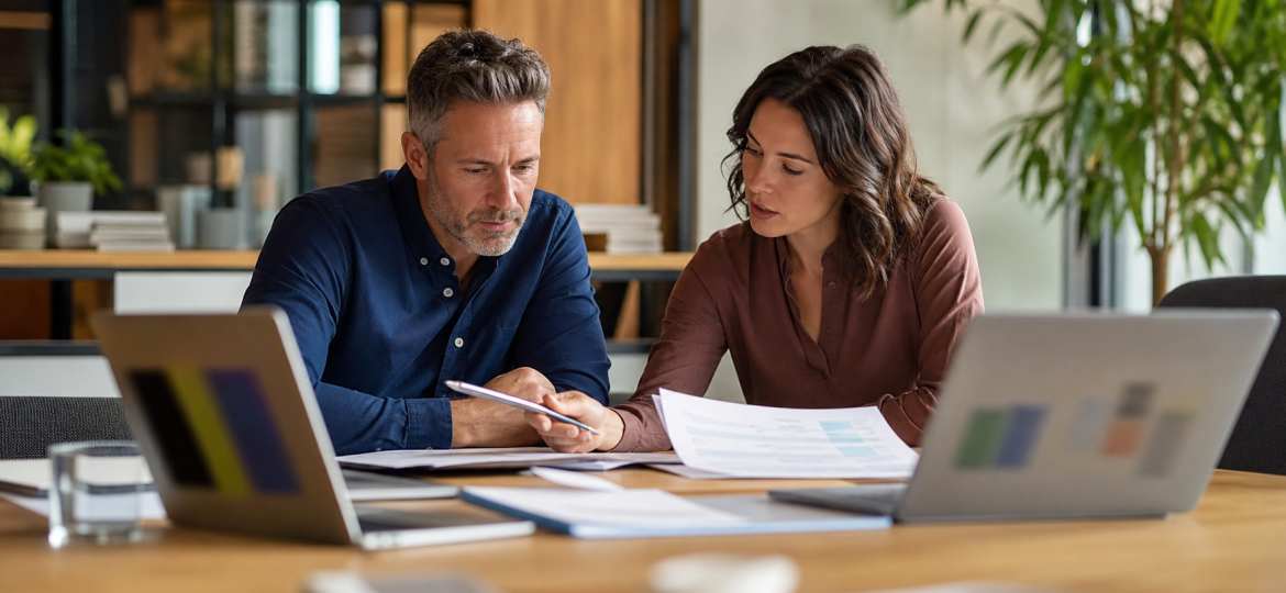 Small business owner and consultant reviewing Perplexity SEO and citation-ready website content strategy