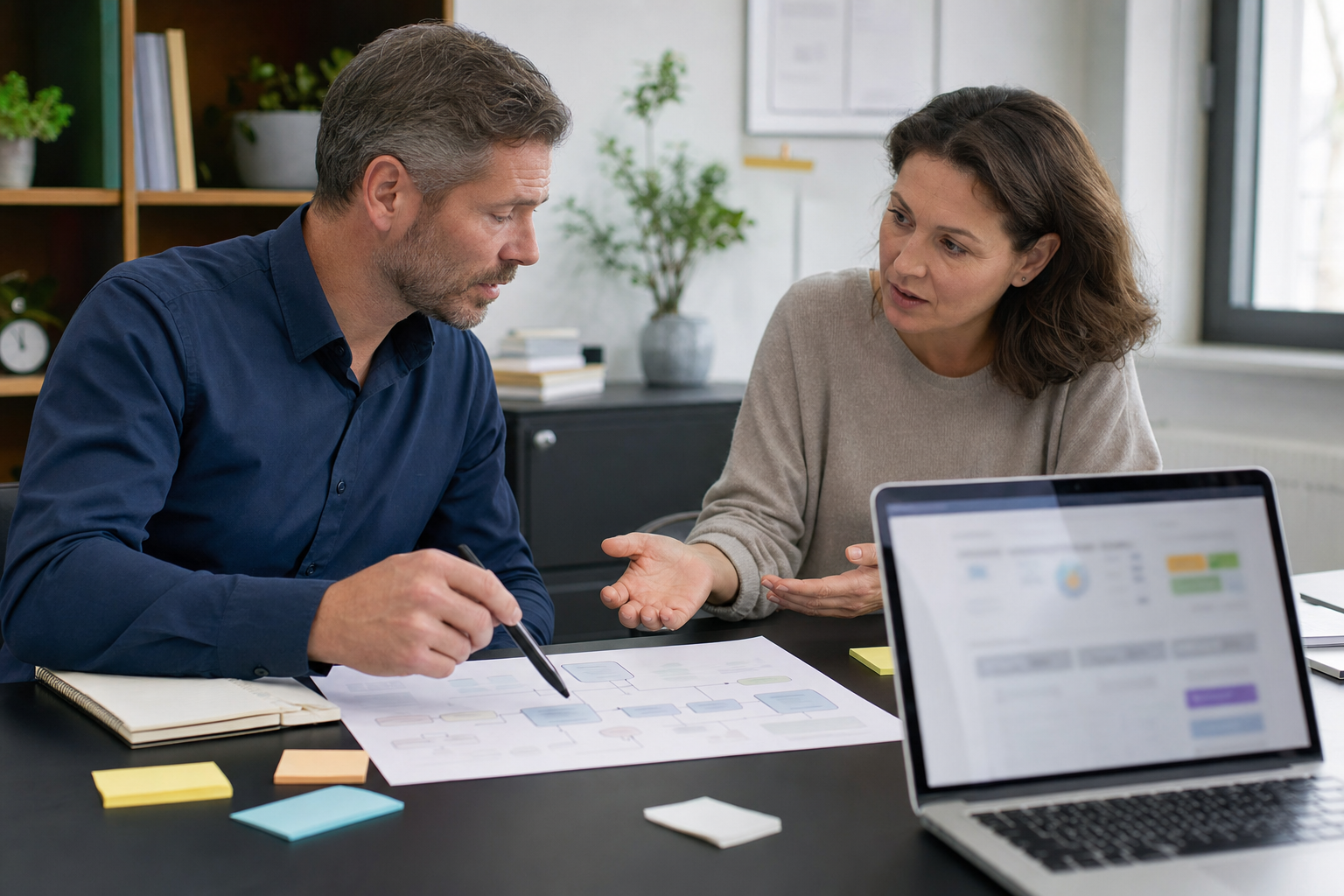 Small business owner and team lead measuring a narrow AI workflow pilot after two weeks