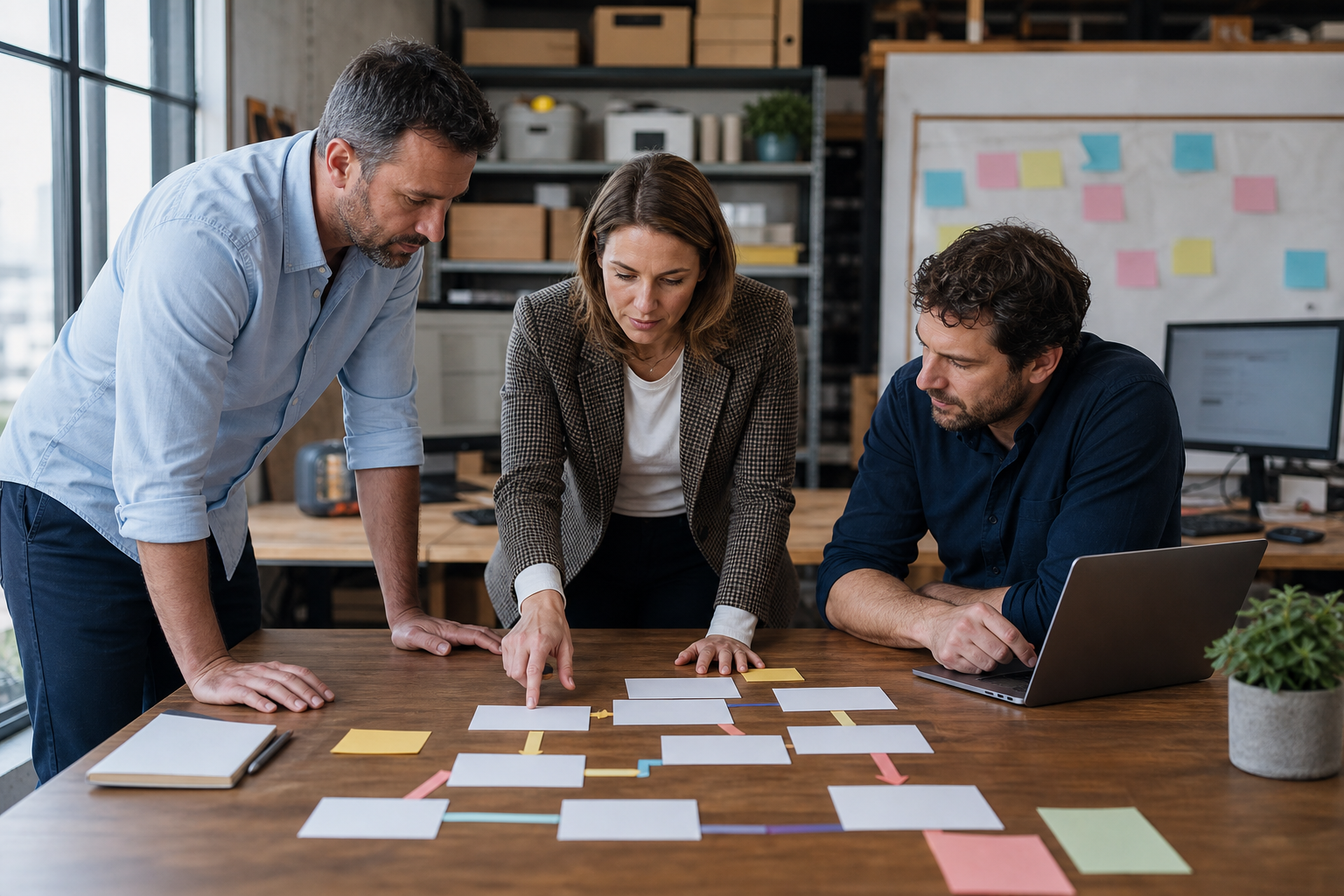 Small business team identifying workflow bottlenecks and handoffs before adding AI assistance