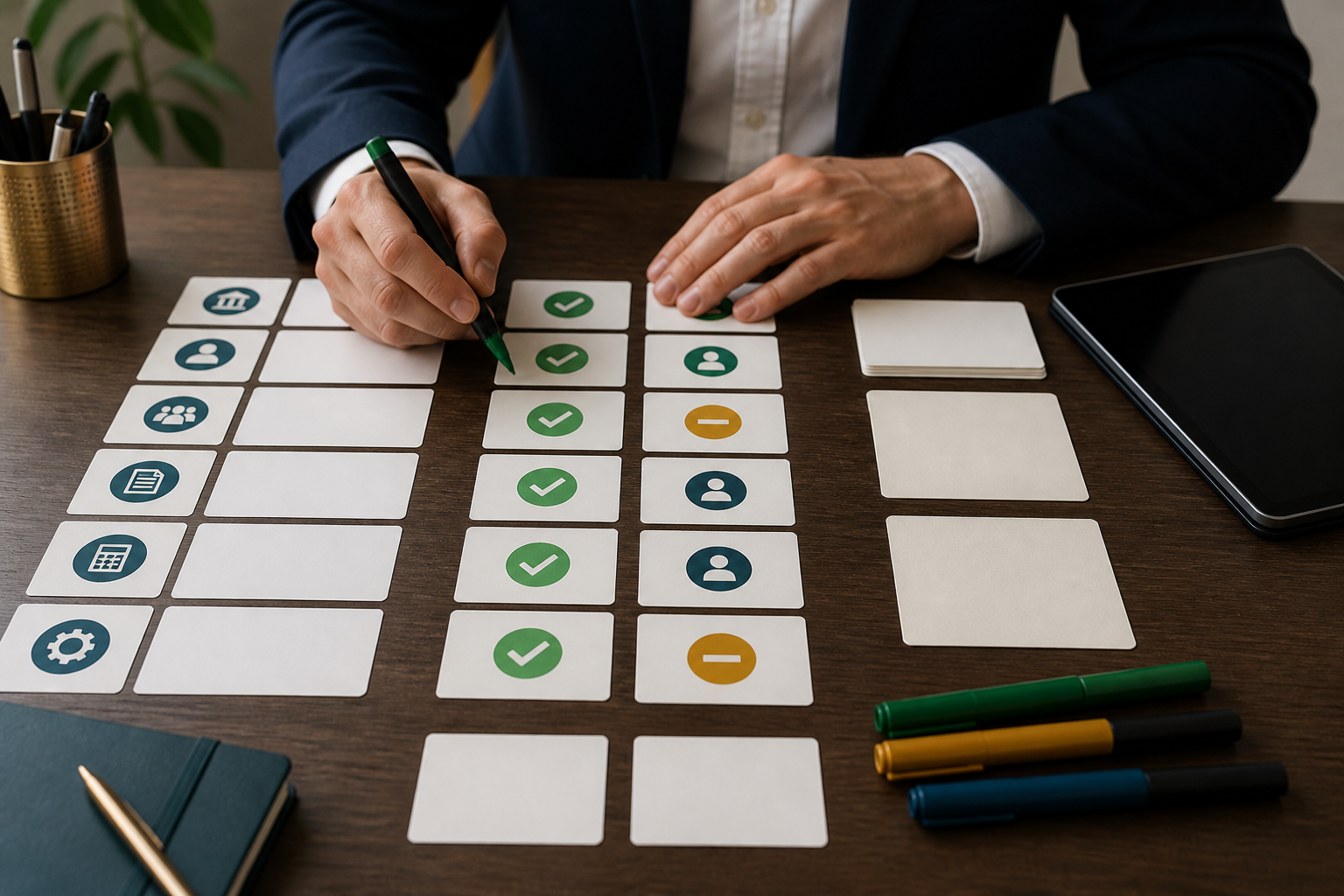 Human review of blank AI search visibility signal cards for an accounting firm