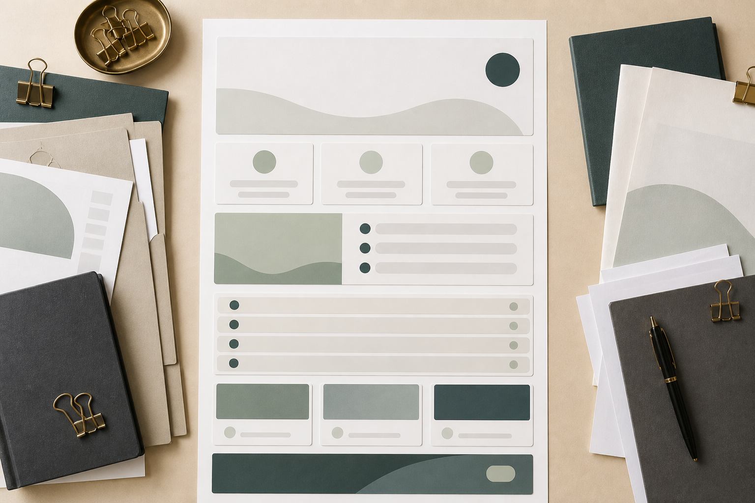 Blank accounting firm service page modules arranged for AI search clarity