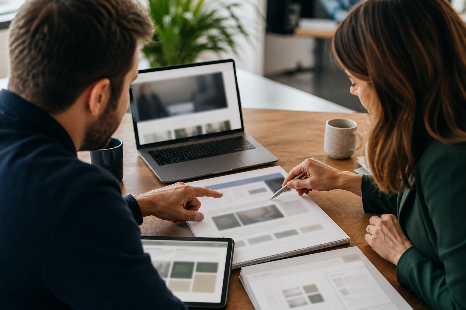 Agency strategist and client refining service page clarity for AI search tools