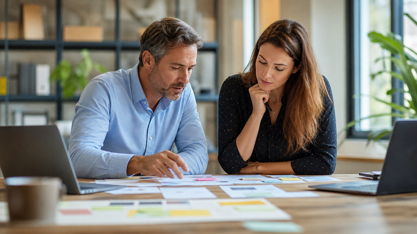 Small business owner and AI automation consultant reviewing a practical case study evidence pack