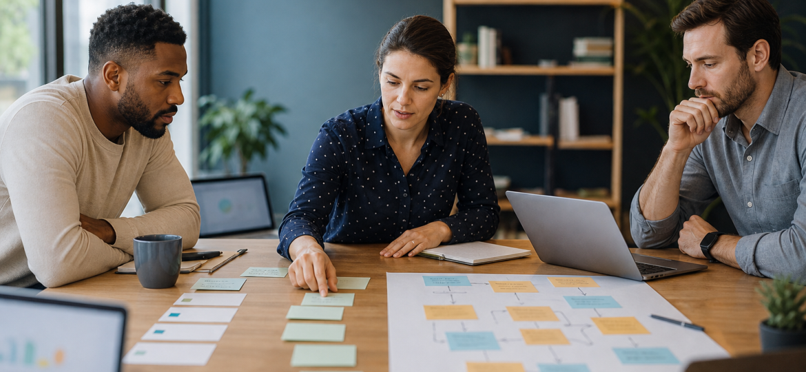 Small business team comparing a quick AI readiness checklist with a deeper AI business assessment
