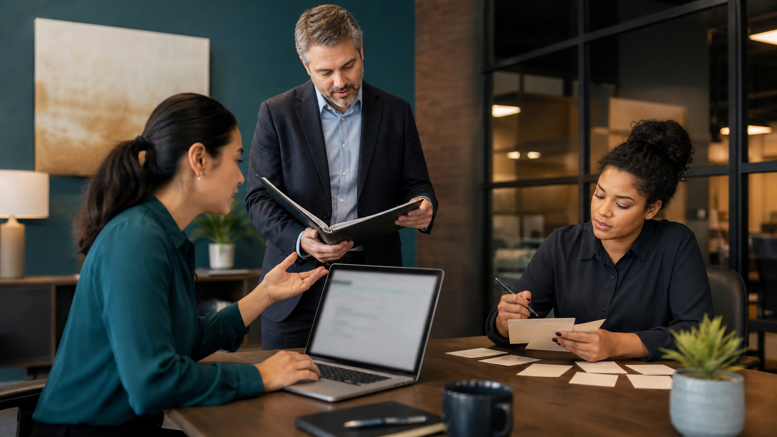 Small business team testing answers from an AI-ready knowledge base with human review