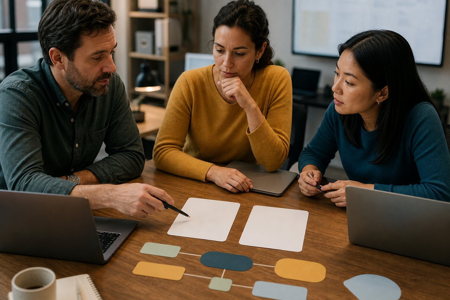 Small business team comparing two possible AI-assisted automation paths for support triage and weekly reporting