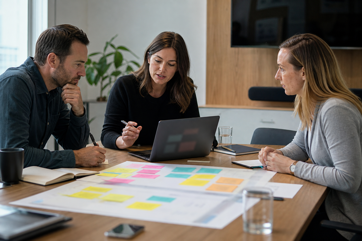 B2B service firm team mapping buyer questions before prospects contact sales