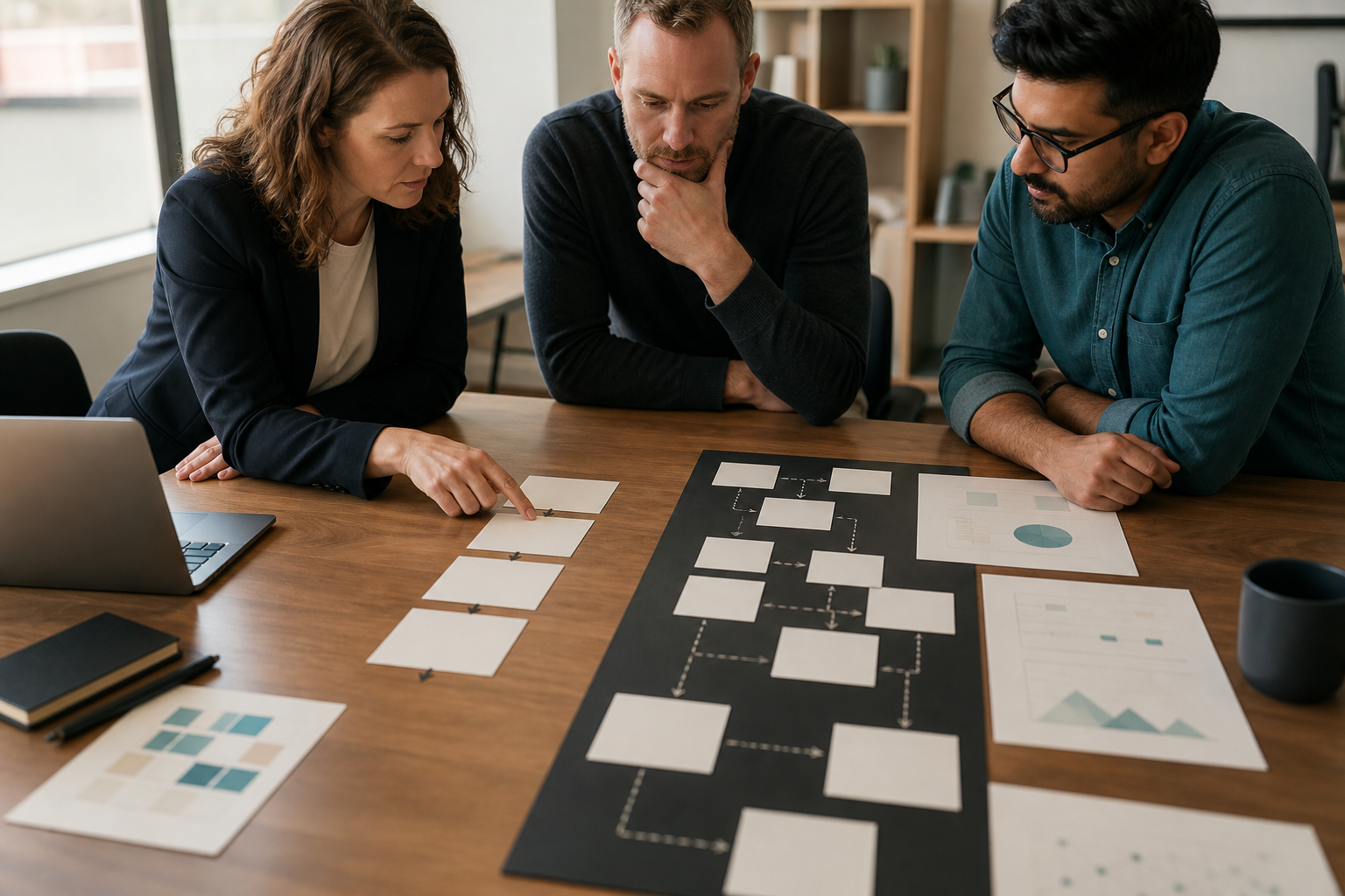 Small business team comparing a short checklist path with a deeper assessment path