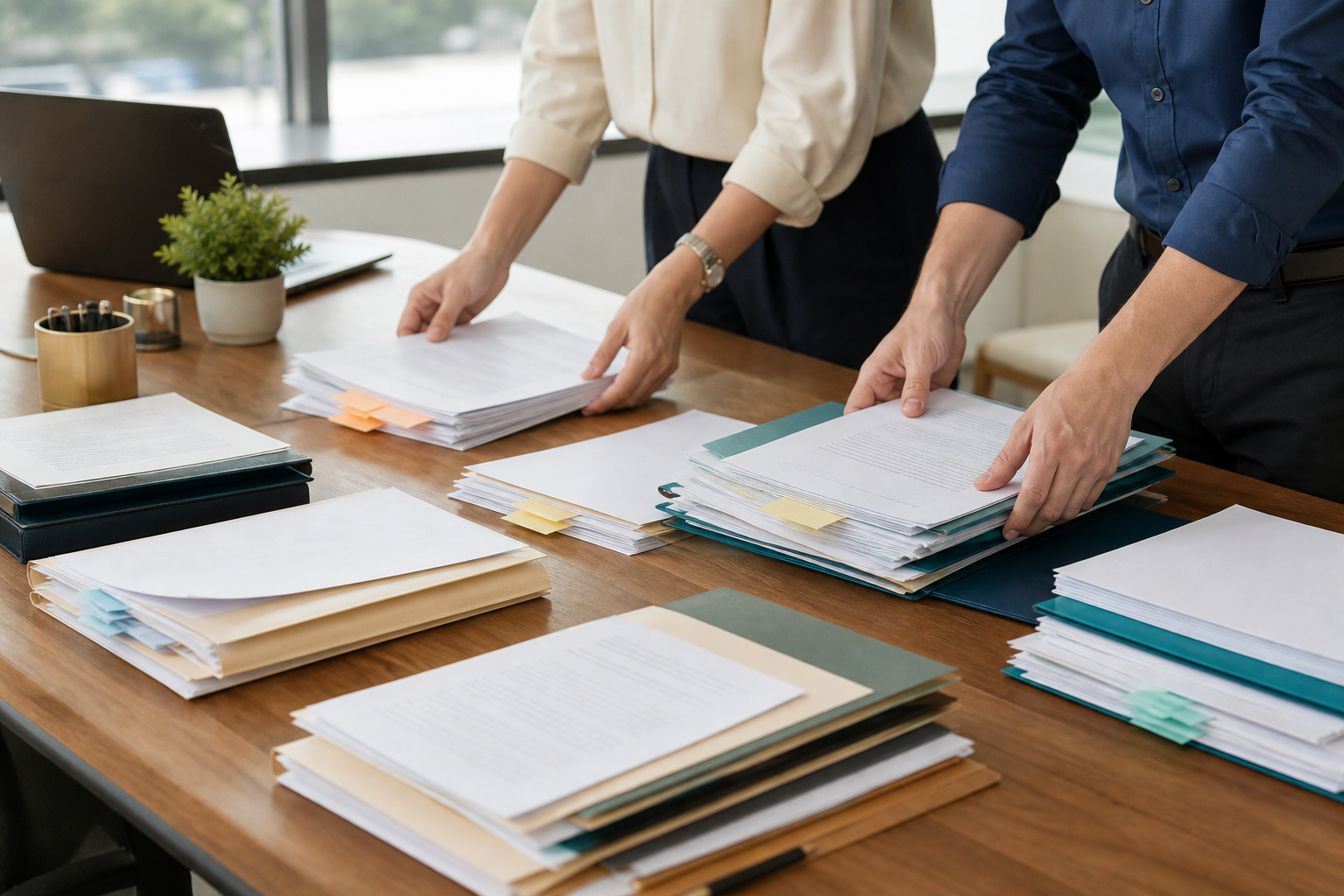 Small business team inventorying existing business documents before creating an AI-ready knowledge base