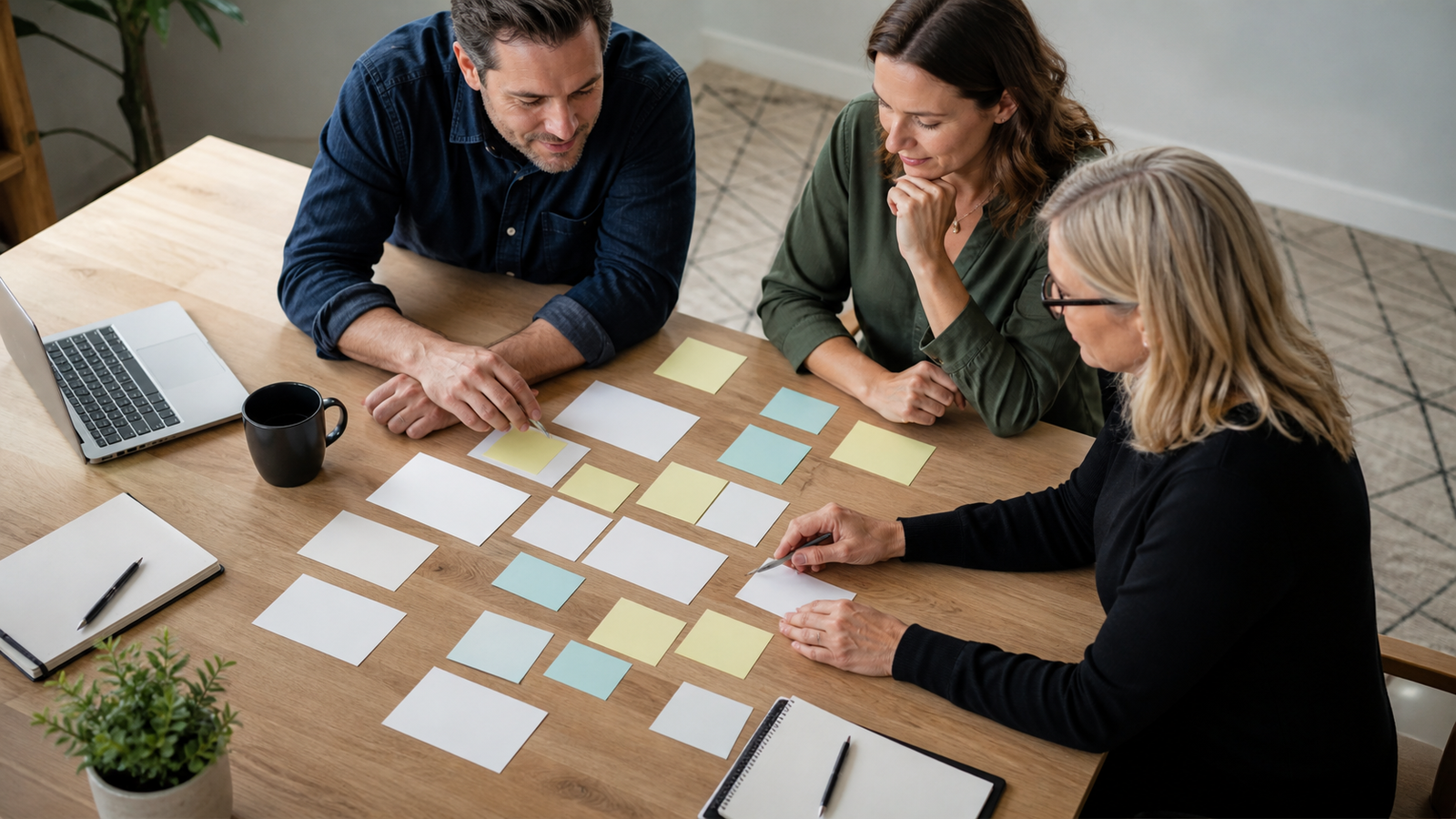 Small business team grouping real buyer questions into useful FAQ themes