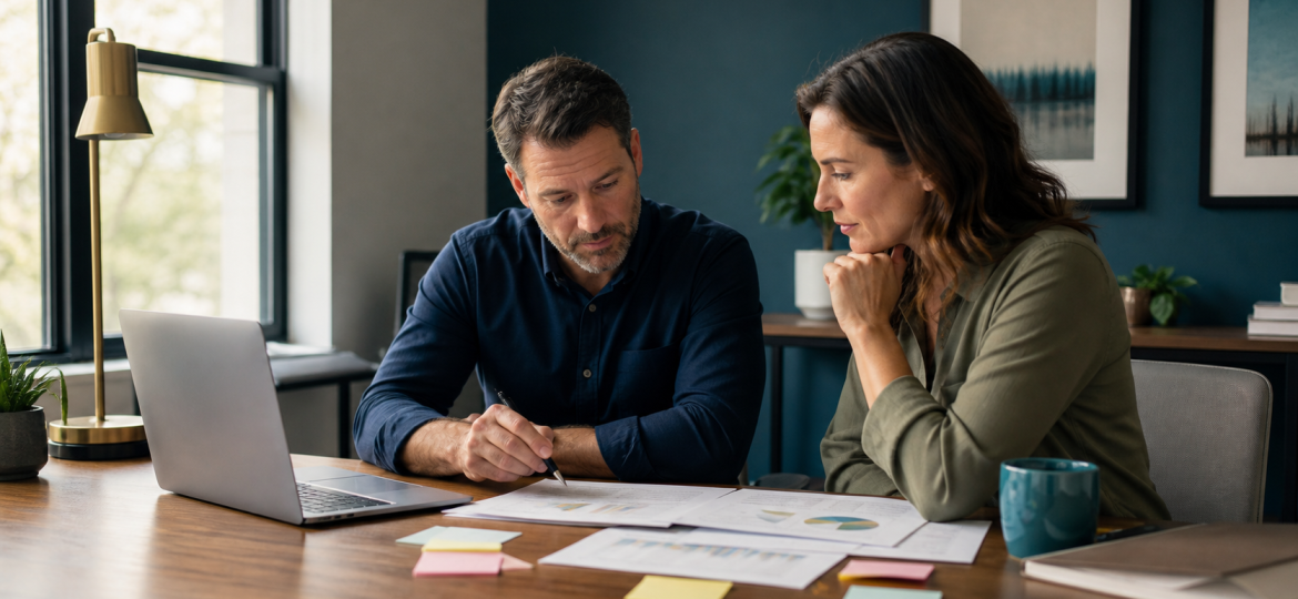 Small business owner and advisor reviewing AI search visibility priorities for the next 90 days