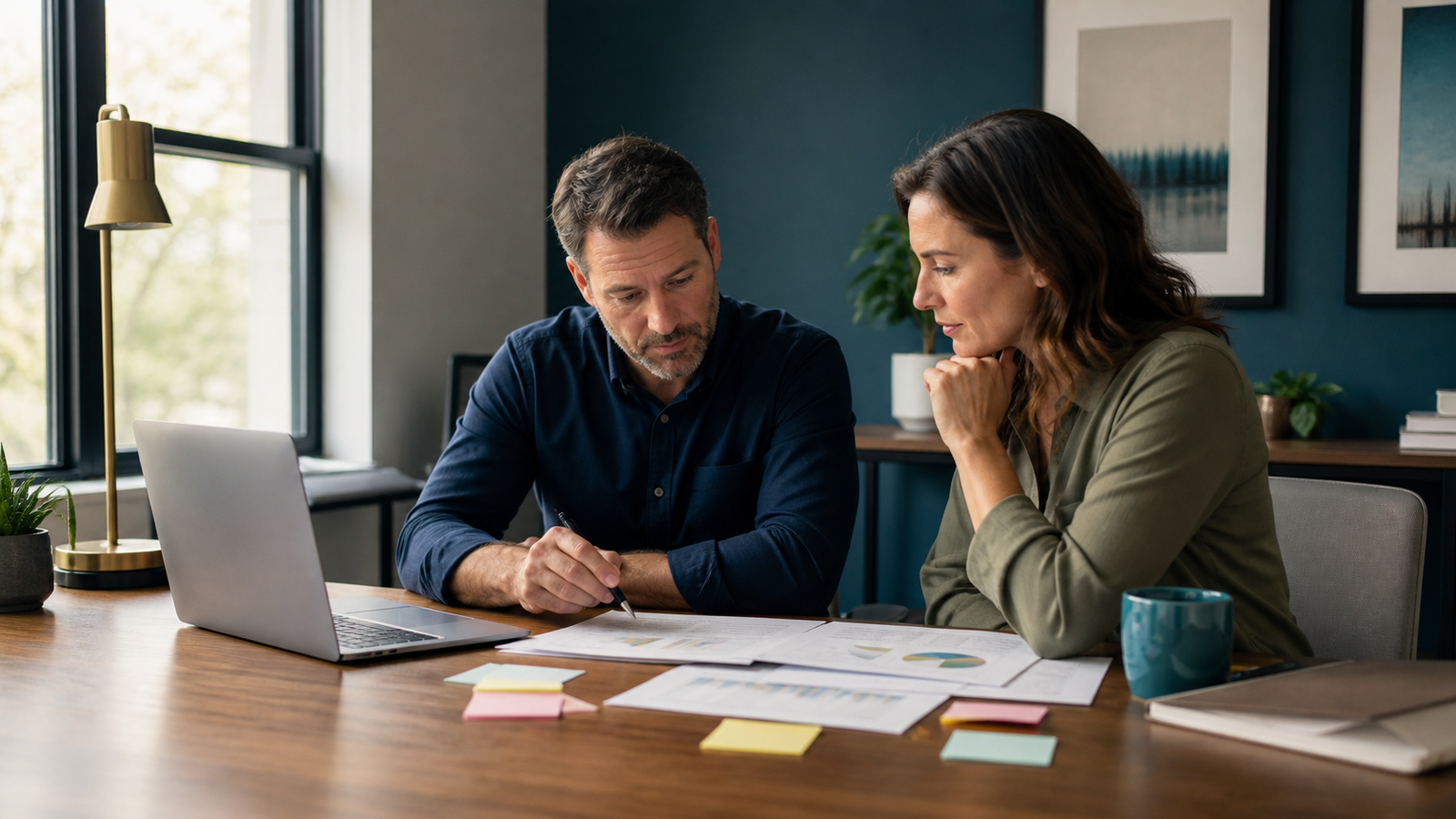 Small business owner and advisor reviewing AI search visibility priorities for the next 90 days