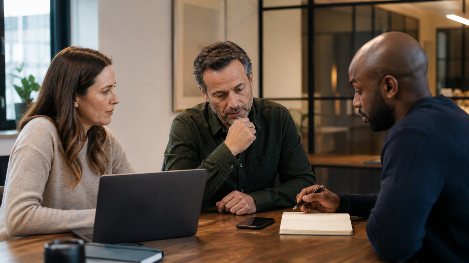 Professional services team reviewing evidence before making a GEO investment decision