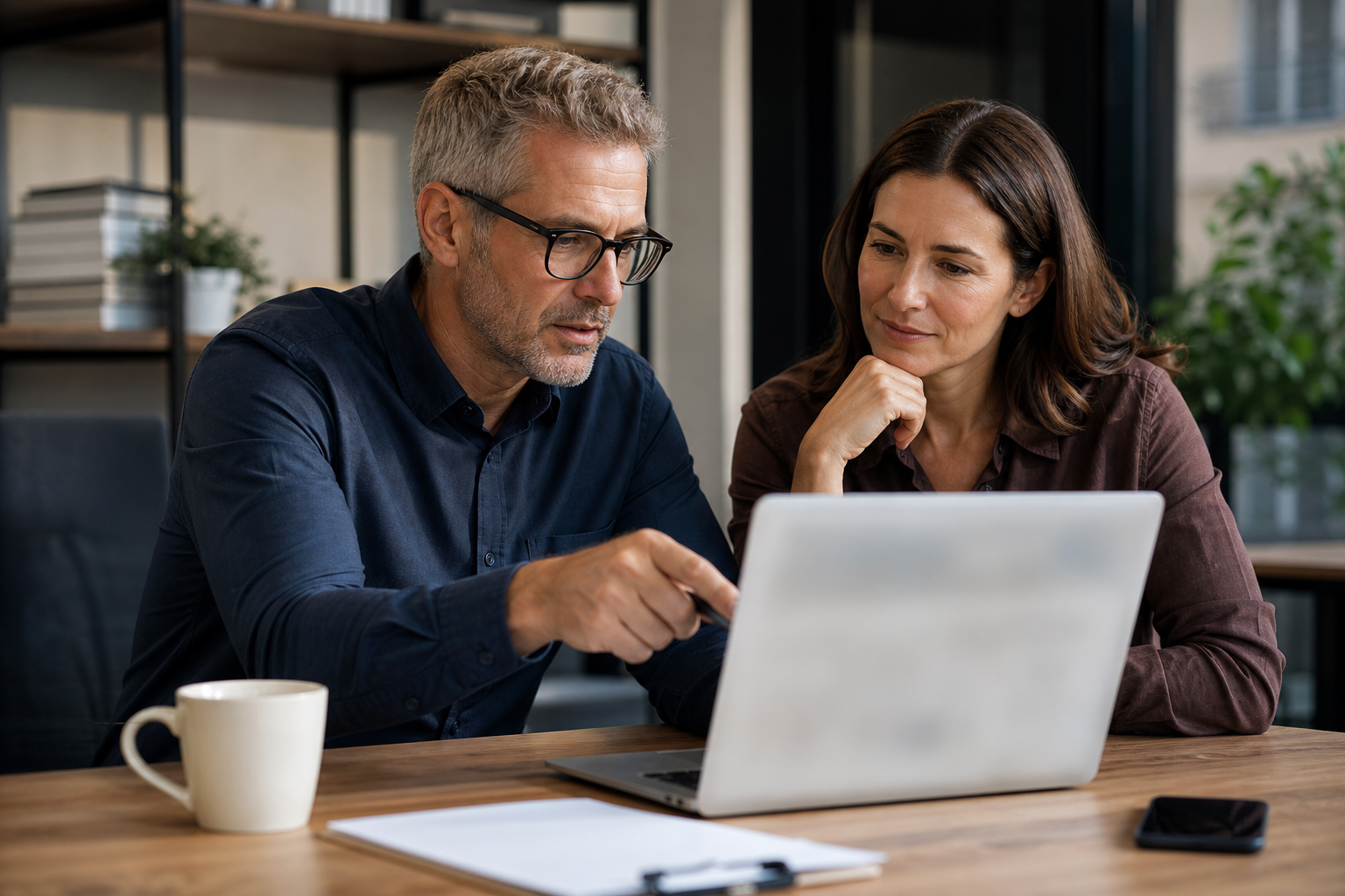 Business owner reviewing an AI-assisted draft before it reaches a customer