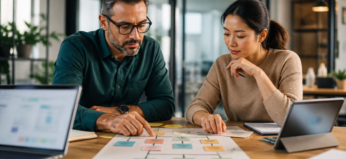 Small business owner and operations lead comparing automation workflow options before choosing a platform
