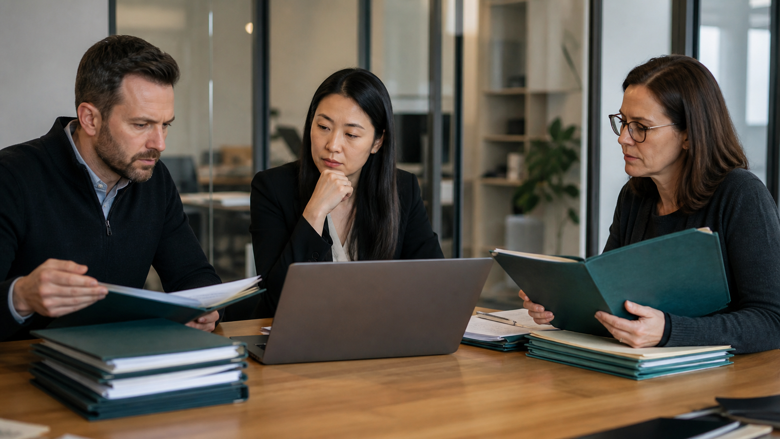 Small business team reviewing permissions and privacy before using business documents with AI
