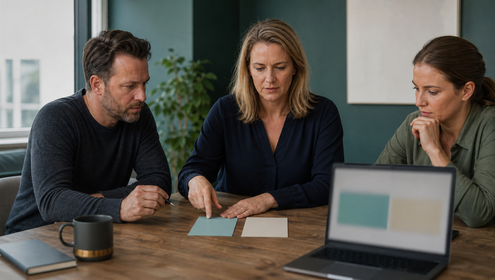 Small business team reviewing pilot results before deciding between a ready-made AI tool and a custom workflow