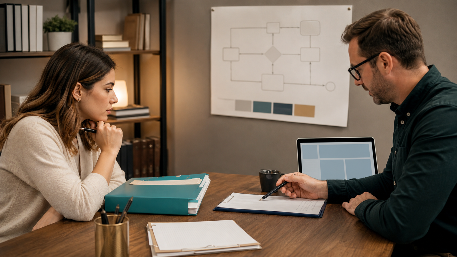 Professional services team reviewing one client intake workflow before an AI pilot