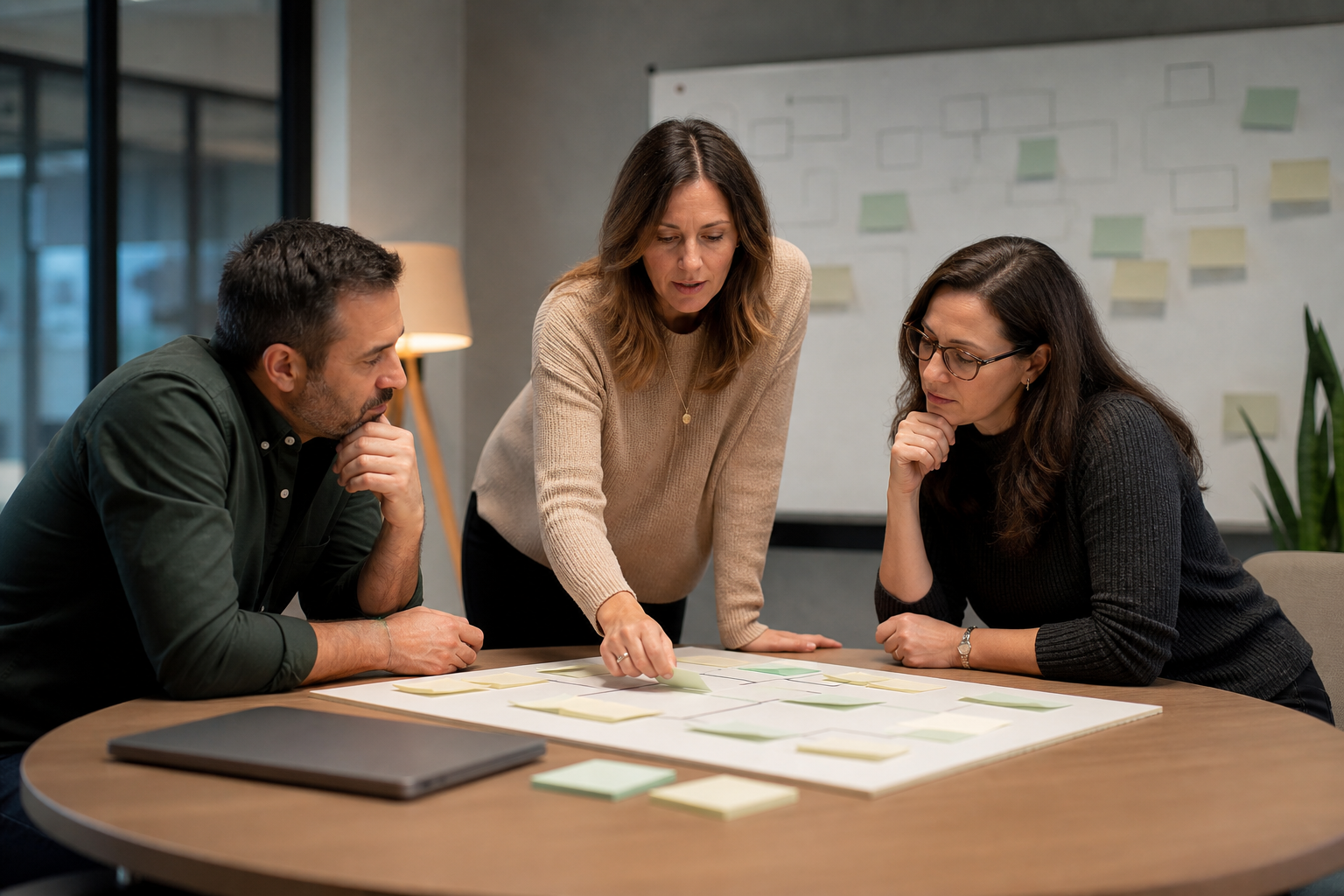 Small business leadership team reviewing AI workflow risk and accountability before expanding automation