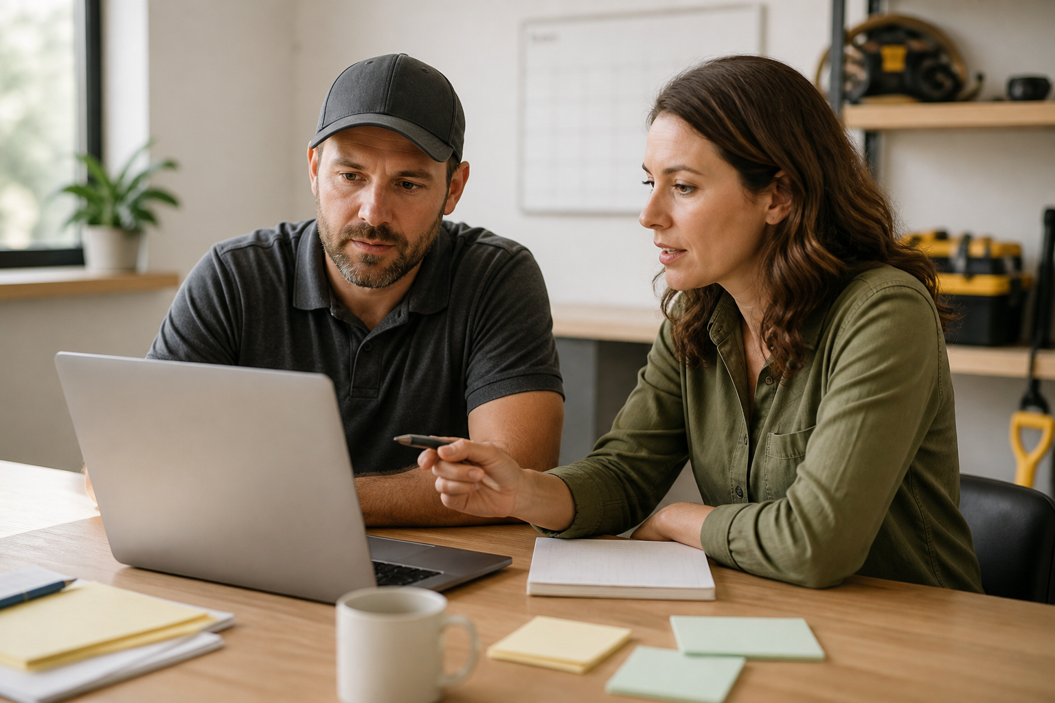 Home services business owner and advisor reviewing website content and schema clarity