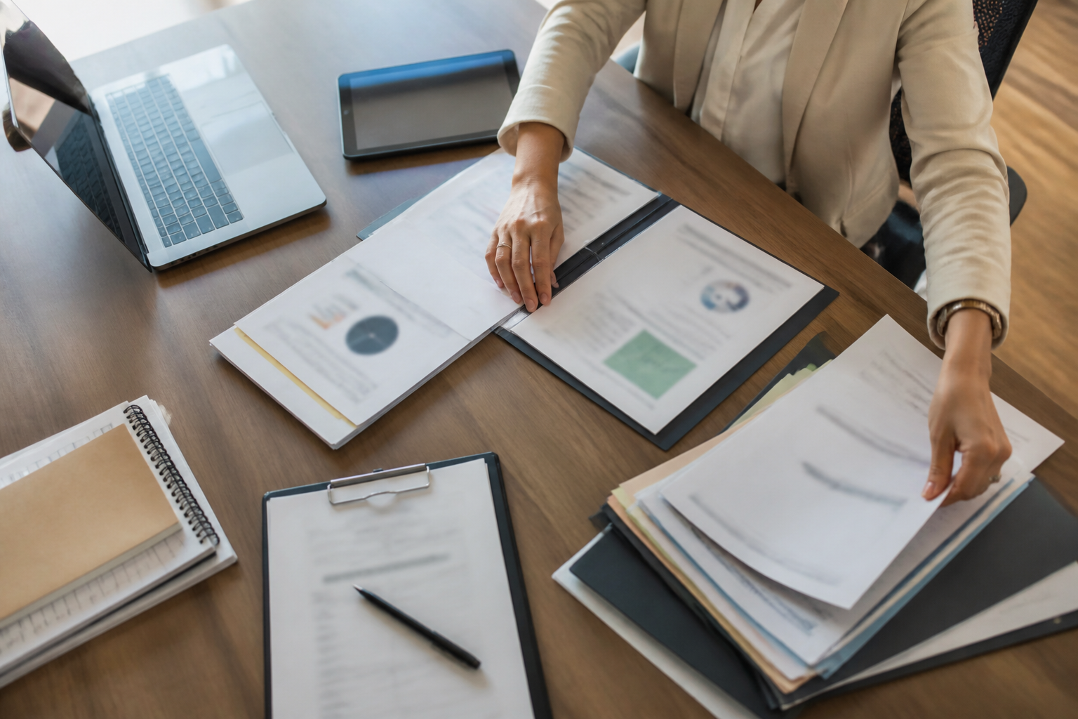 Business evidence materials being organized for a citeable website page