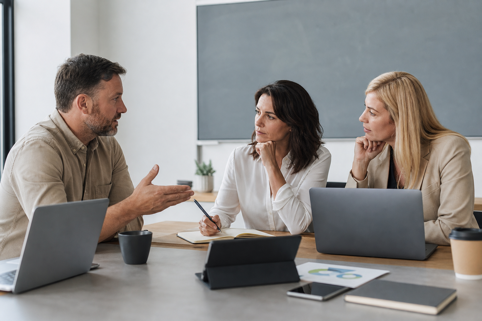 Small business team discussing disconnected AI subscriptions that did not change daily operations