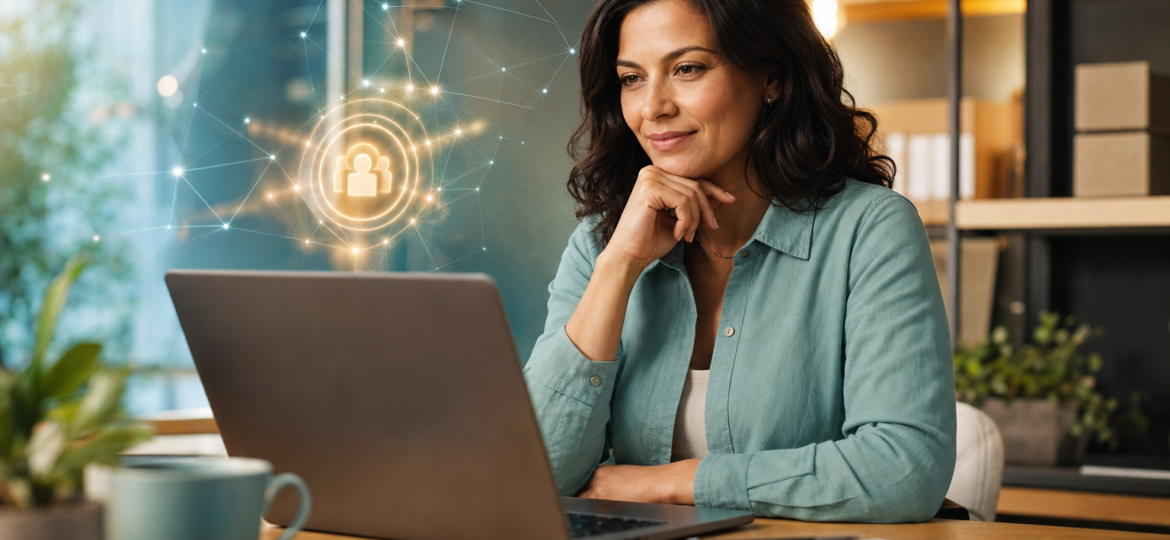 AI agent automating small business tasks in a modern office setting