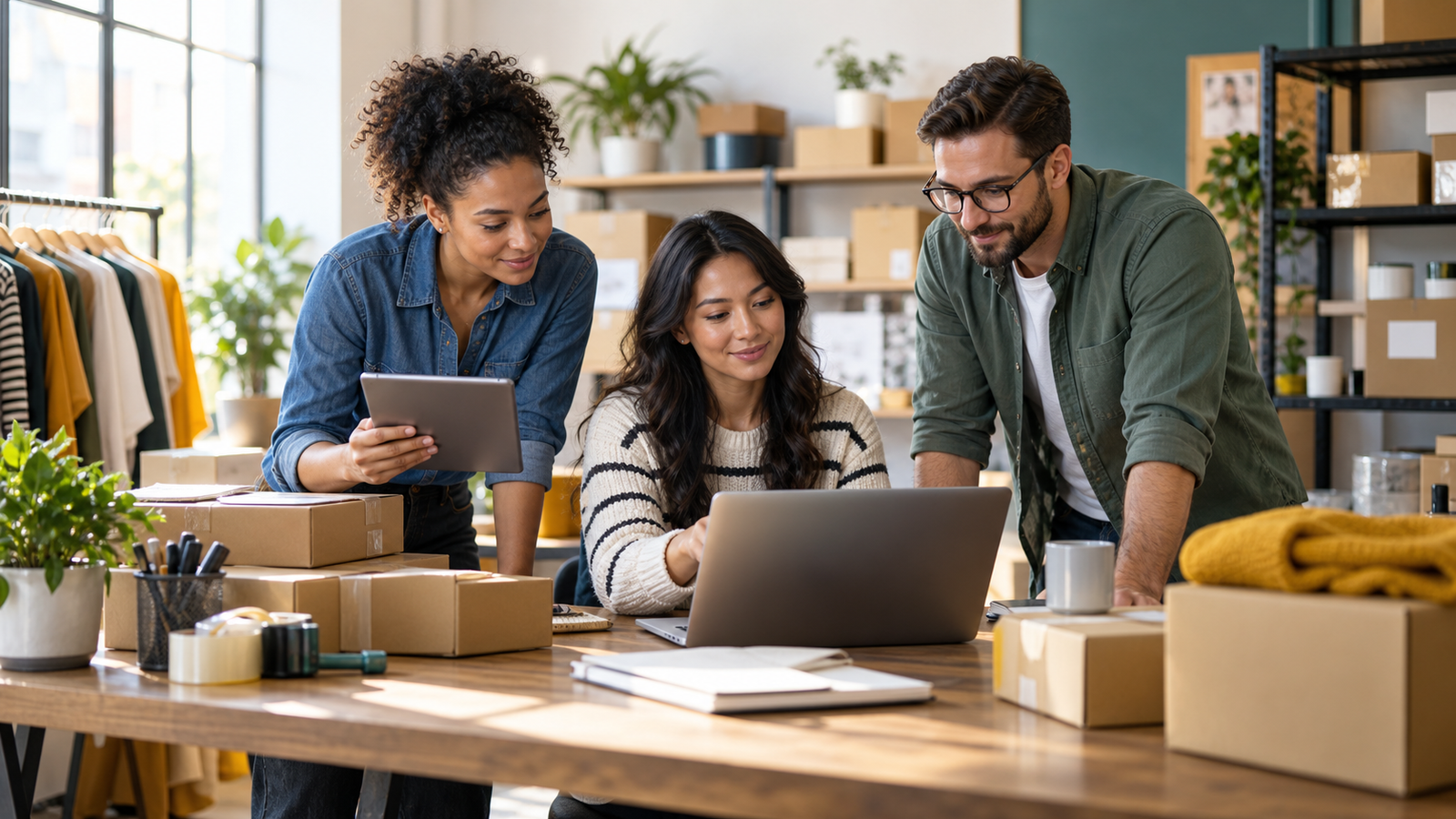Small ecommerce team reviewing orders, support, inventory, and follow-up work before choosing an AI automation workflow