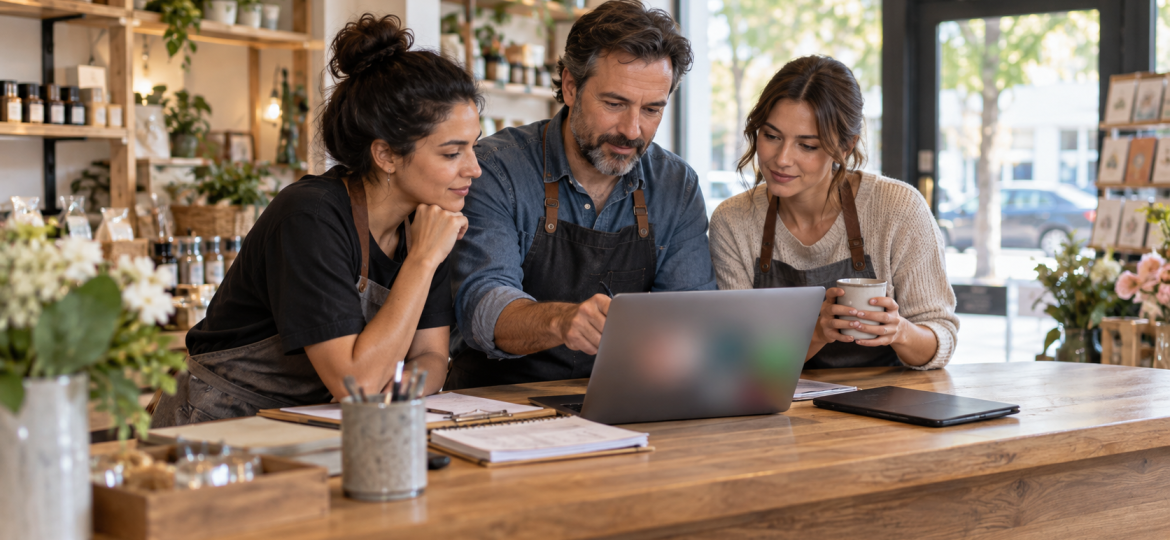 Local business owner and team reviewing daily operations before choosing an AI automation workflow