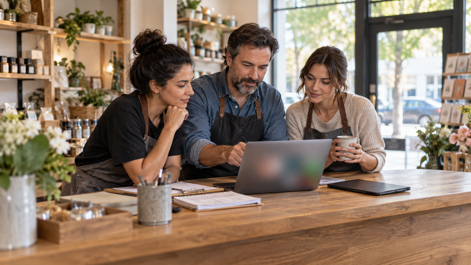 Local business owner and team reviewing daily operations before choosing an AI automation workflow