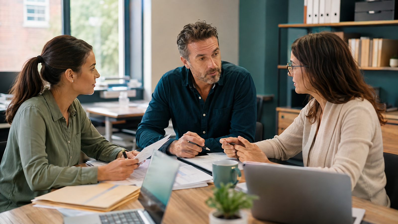 Small service business team reviewing repeated client work before AI automation