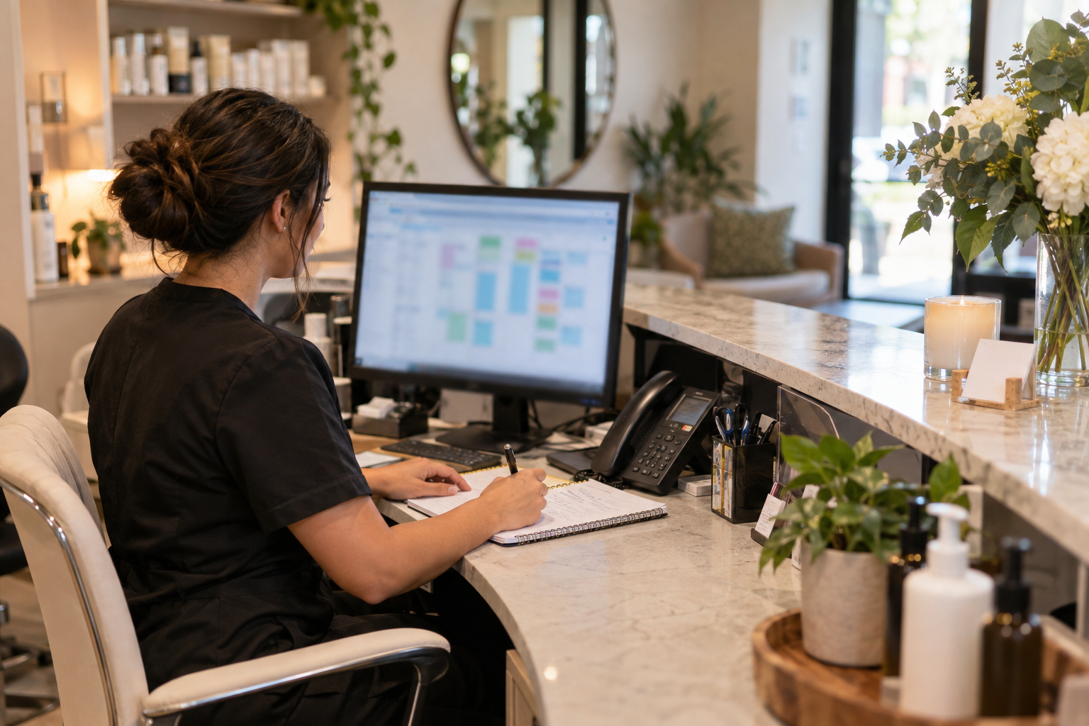 Local appointment-based business preparing client reminders and follow-ups with human review