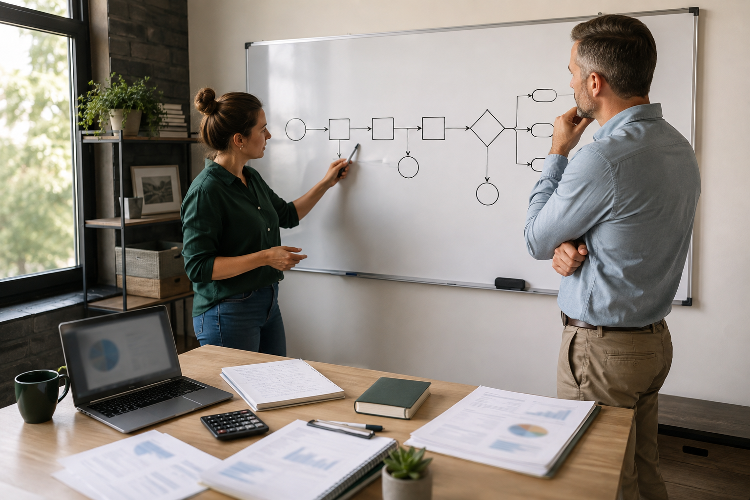 Small business team measuring a workflow baseline before an AI automation pilot