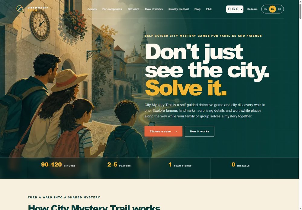 The City Mystery Trail website for self-guided city mystery games