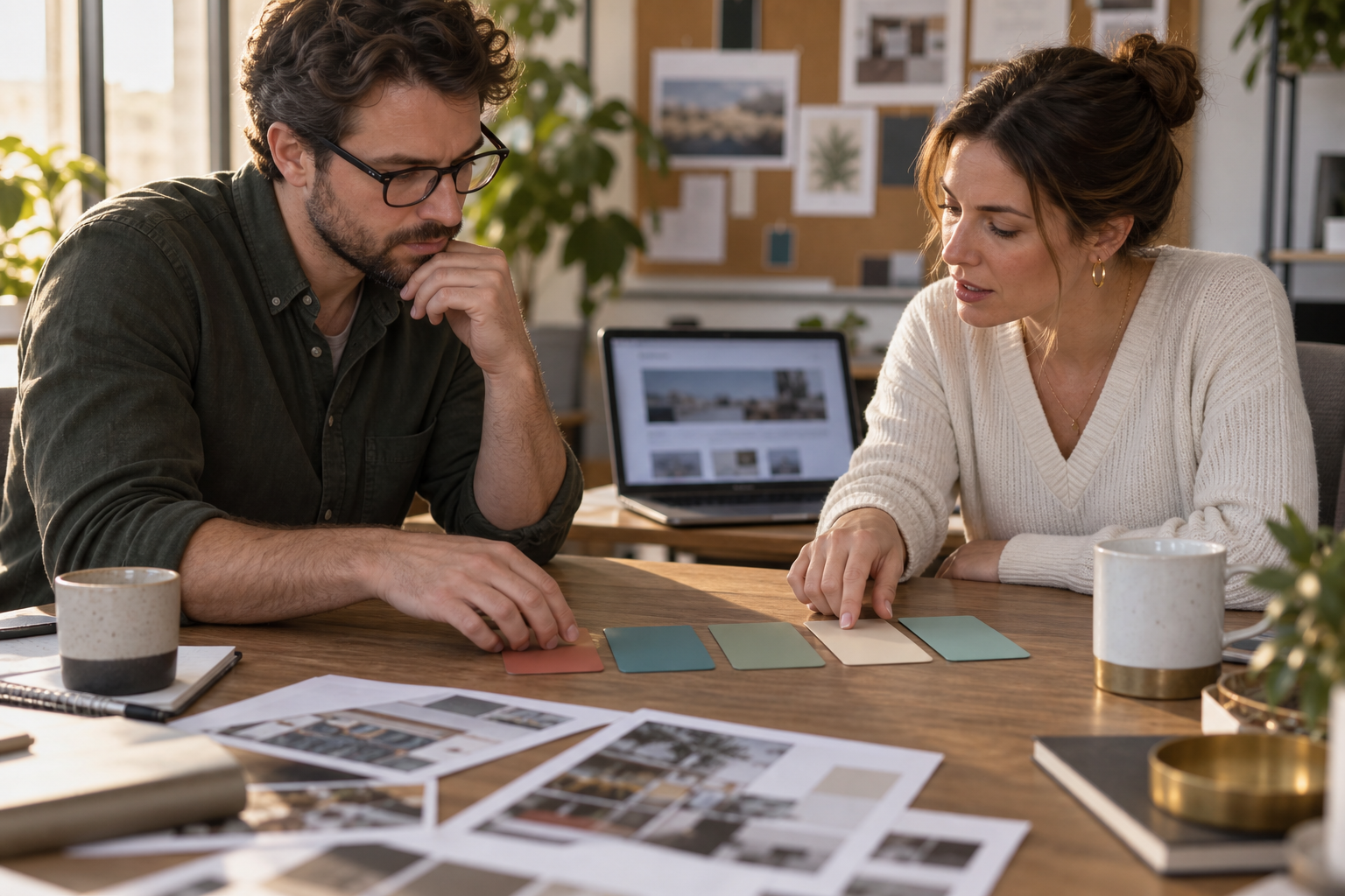 Small business operators reviewing evidence blocks for a B2B service page