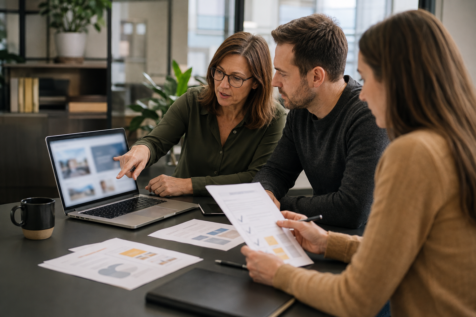 Service business team reviewing AI assisted workflow output before a customer sees it