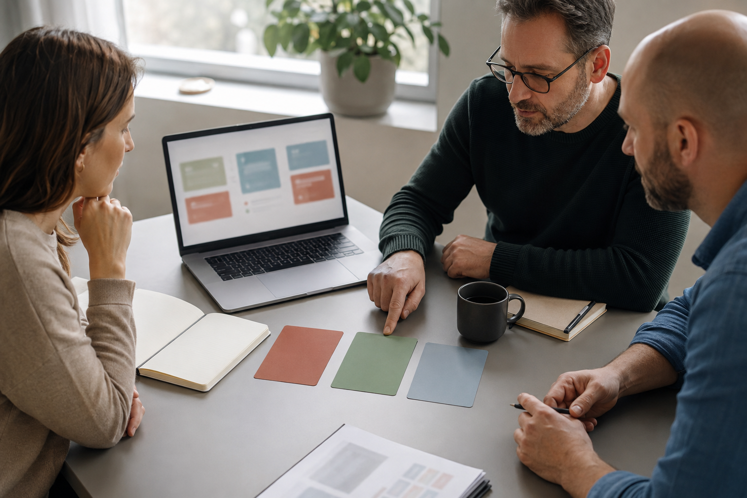 Small business owner reviewing AI automation pilot evidence before deciding next steps